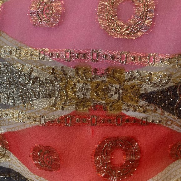 THE FIRECRACKER: 1960s Vintage Mod Knee-Length Chiffon Hostess Dress Gold Lamé - Picture 6 of 7